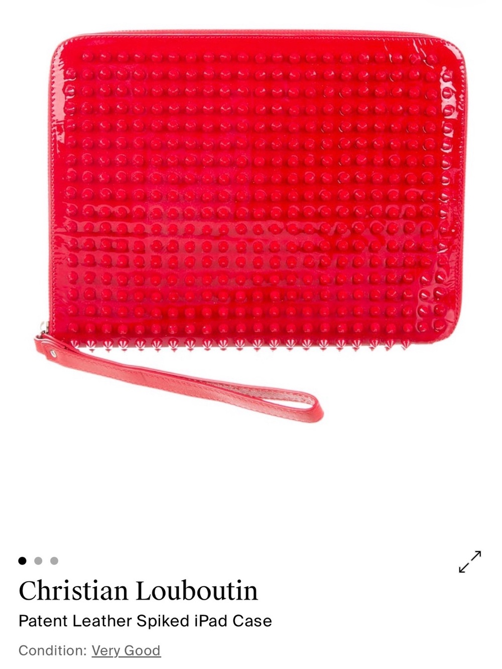 Christian Louboutin Red Patent Leather Spiked Wristlet Clutch